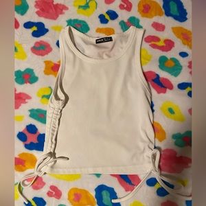White Shein crop top with scrunched adjustable sides. Size small.